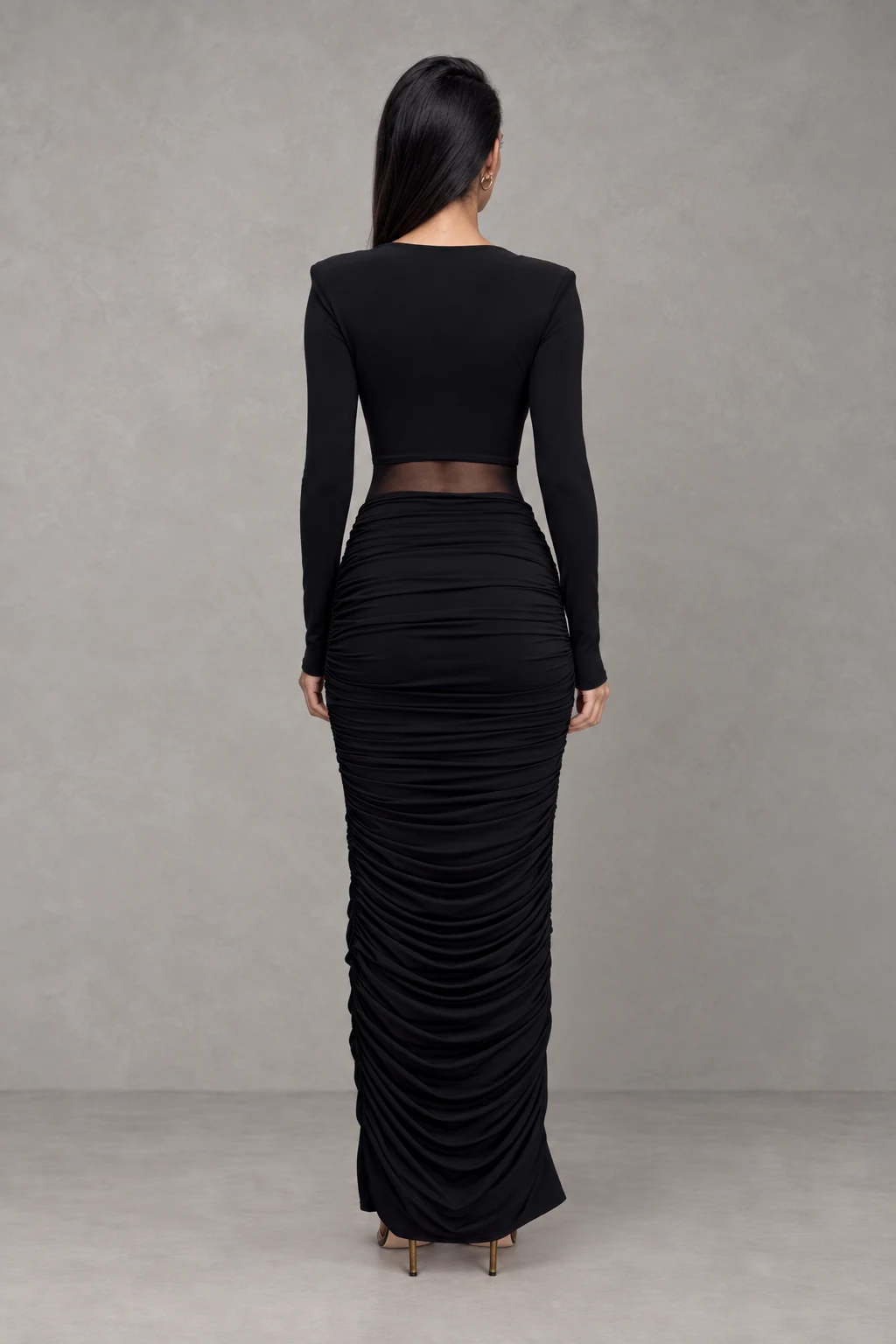 Louanne Slinky Long Sleeve Maxi Dress · Negro · Vista 2