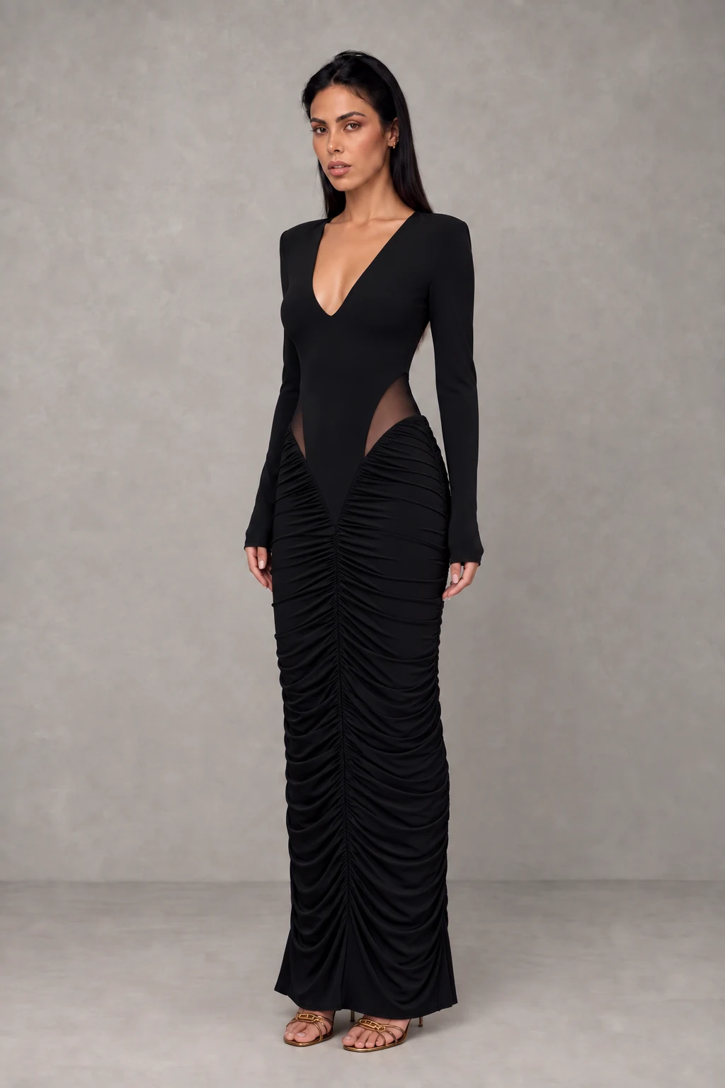 Louanne Slinky Long Sleeve Maxi Dress · Negro · Vista 3
