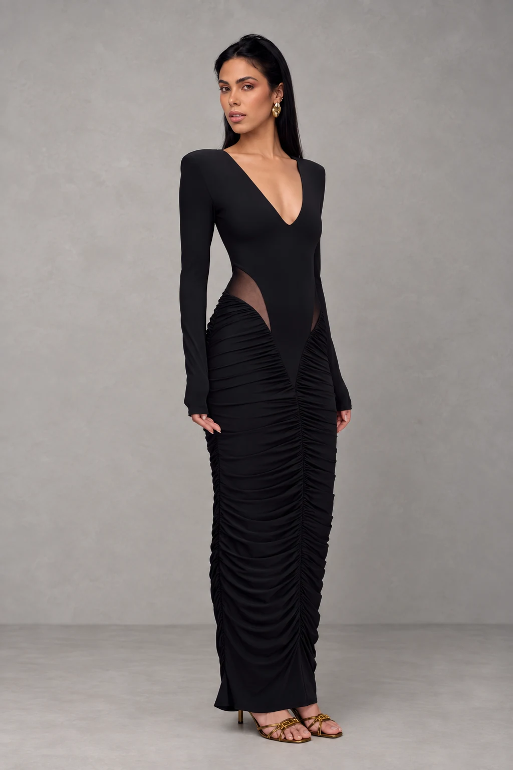 Louanne Slinky Long Sleeve Maxi Dress · Negro · Vista 4