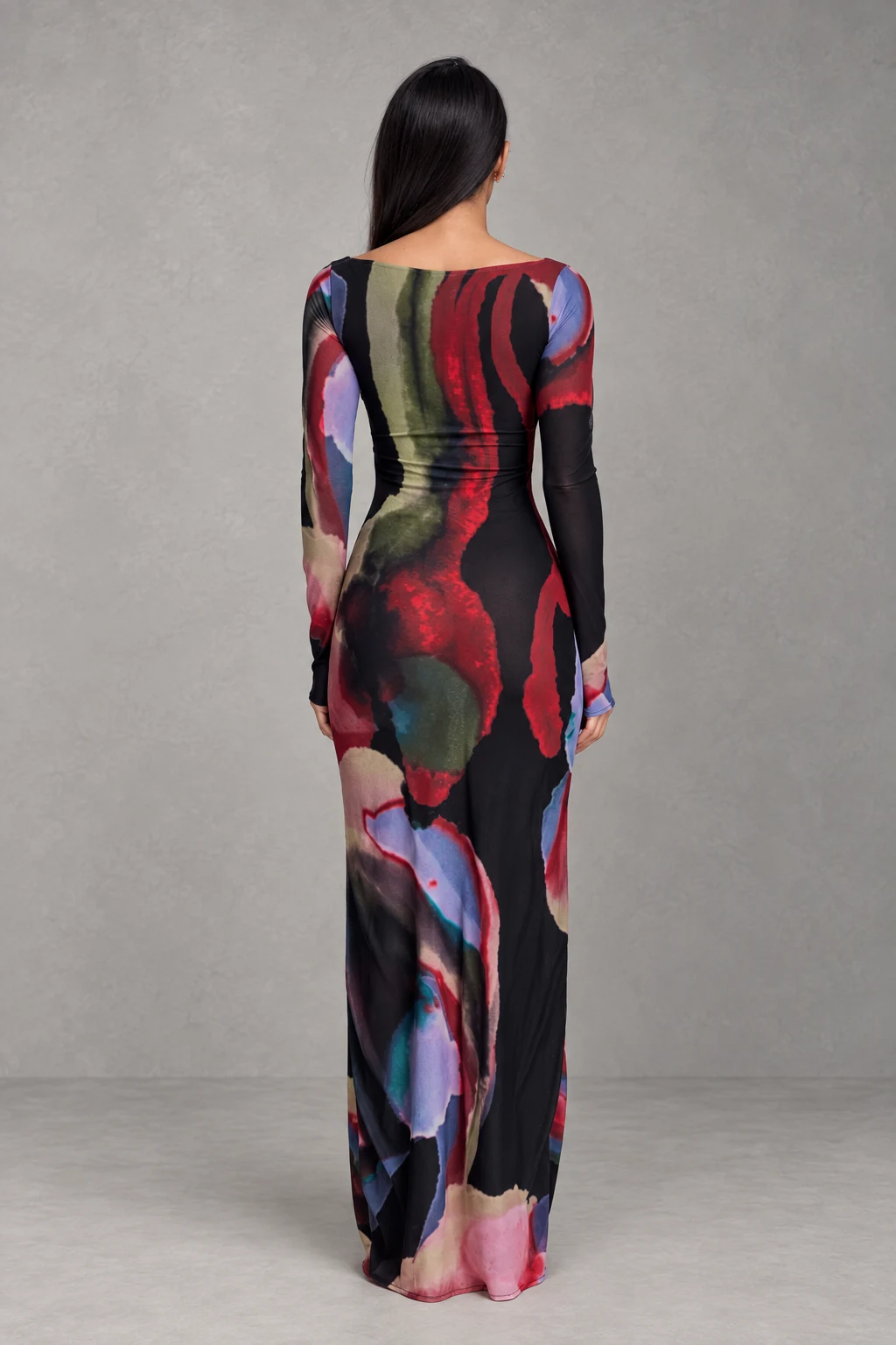 Soraya Long Sleeve Mesh Maxi Dress · Estampado Reverie · Vista 2
